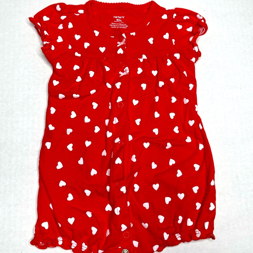 Carters baby girl red heart Romper